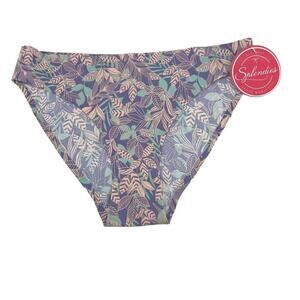 Splendies No Show Bikini Panty Pink Purple Mint Palm Print Womens Size Small